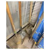 ASSORTED DIGGING SHOVELS & SCOOP SHOVELS, WOOD