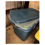 PLASTIC STORAGE TOTES W/ LIDS.