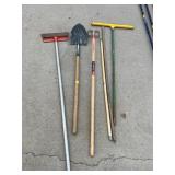 RAZORBACK MORTAR HOE, ROUND POINT SHOVEL,