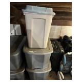 PLASTIC STORAGE TOTES, ASSORTED COLORS.