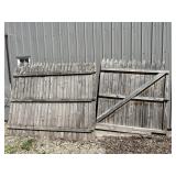 WOOD FENCE PANELS, FENCE GATE, PICKET TOP.