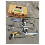 TOOLBOX W/ HACKSAWS, PITTSBURGH & DEWALT HACKSAW