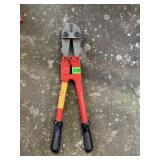 BOLT CUTTERS W/ RED PAINTED HANDLES, BLACK GRIPS,
