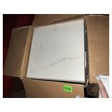WHITE PORCELAIN FLOOR TILES W/ GREY MARBLE-EFFECT