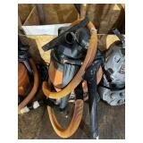RIDGID BLOWER VAC W/ RIBBED ORANGE HOSE.