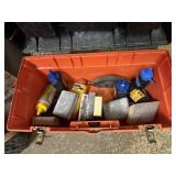 ORANGE TOOLBOX W/ DEWALT & IRWIN CHALK LINE