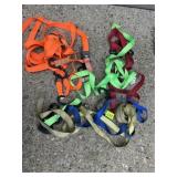 ASSORTED CARGO TIE-DOWN STRAPS, VARIOUS COLORS,
