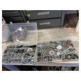 ASSORTED METAL FASTENERS, SCREWS, WASHERS, NUTS,