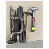 STANLEY CLAW HAMMER, MILLERS FALLS BRACE DRILL,