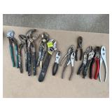 HUSKY & ASSORTED PLIERS, ADJUSTABLE WRENCH,
