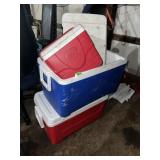 COLEMAN RED COOLER, PLASTIC INSULATED COOLERS W/
