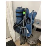 BLUE FOLDING CAMP CHAIRS, CUP HOLDERS, MESH