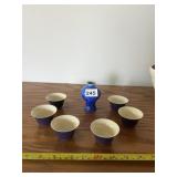 BLUE CRACKLE GLAZE SAKE DECANTER, PURPLE CERAMIC