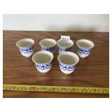 BLUE AND WHITE PORCELAIN SAKE CUPS, BAT MOTIF.
