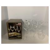 PIER 1 IMPORTS ETCHED WINE GLASSES, ASSORTED