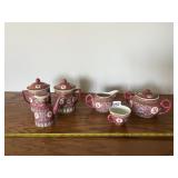 CHINESE PORCELAIN TEA SET, RED FAMILLE ROSE