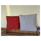 THRESHOLD COTTON TOSS PILLOWS, RED GRID & BLUE