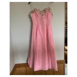 CACHE PINK STRAPLESS DRESS, SEQUIN & BEADED