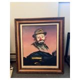 RUST PAINTING, CLOWN PORTRAIT, 1982, WOOD FRAME,