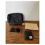 ARMANI EXCHANGE ZIPPERED POUCH, GOLD-TONE CLUTCH,