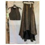 ALICE + OLIVIA GUNMETAL JACQUARD TOP & SKIRT SET,