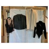 BEBE VEST, DKNY LEATHER SHIRT, THEORY CARDIGAN,