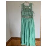 ADRIANNA PAPELL EVENING DRESS, MINT GREEN, BEADED
