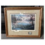 KEN ZYLLA COMMEMORATIVE PRINT, DUCK HUNTING SCENE