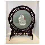 CHINESE DOUBLE-SIDED SILK EMBROIDERY, WHITE CAT