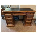 TRADITIONAL WOOD DOUBLE PEDESTAL DESK, BLACK