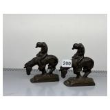 END OF THE TRAIL HORSE AND RIDER BOOKENDS,