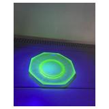 URANIUM GLASS OCTAGONAL PLATE.