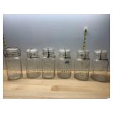 ATLAS AND BALL VTG GLASS CANNING JARS (6), BAIL