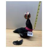 VINTAGE WIND-UP CIRCUS SEAL TOY, PLUSH, BALANCING