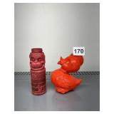 PLASTIC FIGURAL DUCK TOY, PLASTIC TIKI FACE