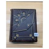 VTG ORNATE LEATHER-BOUND PHOTO ALBUM, GILT
