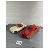 PR VTG PLASTIC TOY CONVERTIBLE CARS, RED & CREAM.