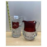 RUBY FLASH GLASS CREAMER, PRESSED GLASS PITCHER