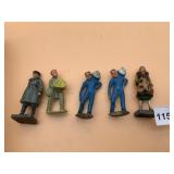 VTG PAINTED METAL FIGURINES, MEN CARRYING SACKS,