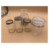 MASON CANNING JARS, CLEAR GLASS VASE, VOTIVE W/