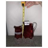 RUBY STAINED SOUVENIR GLASS MUGS W/ ETCHED NAMES