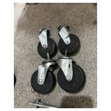 4 METAL & RUBBER SWIVEL CASTER WHEELS.