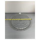 PRESSED GLASS SERVING PLATTER, GEOMETRIC DIAMOND