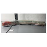 SANTA FE TIN TOY TRAIN, ENGINE, PASSENGER CARS.