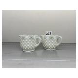 MILK GLASS HOBNAIL PITCHERS, RUFFLED RIM.