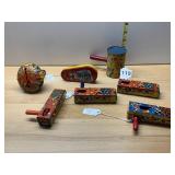 KIRCHHOF TIN LITHO NOISE MAKERS, VTG CLOWN &