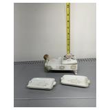 JAPAN PORCELAIN COVERED ASHTRAY SET W/ FIGURAL