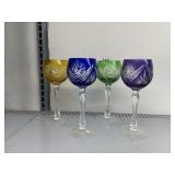SET OF 4 CUT CRYSTAL BOHEMIAN STEMMED GLASSES,