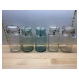 BALL, ATLAS - EMBOSSED CANNING JARS W/ WIRE BAIL