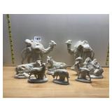 UNPAINTED CERAMIC NATIVITY FIGURES, INCLUDES